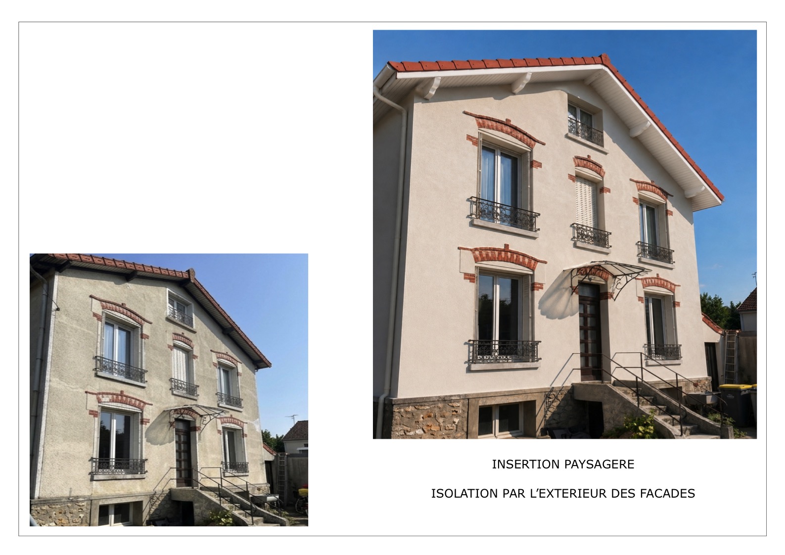 Avant et après : isolation par l'extérieur des façades d'une maison de ville
